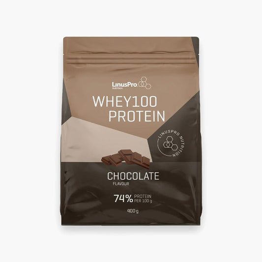 LinusPro Whey100 proteinpulver 400 gram med chokoladesmag
